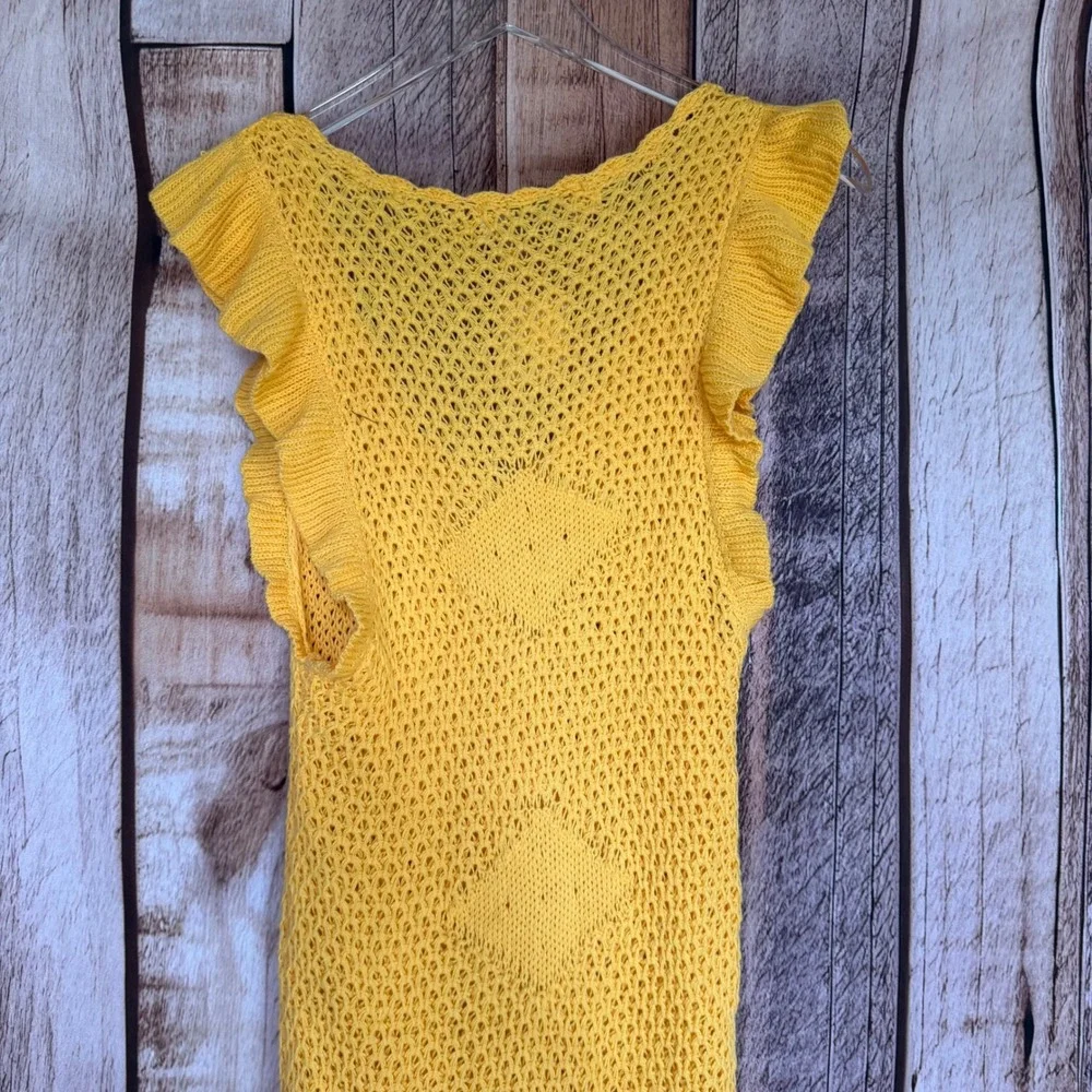 Free People Beach Mykonos Fauxchet Crochet Dress Sunset Gold‎ Coverup Medium NWT
